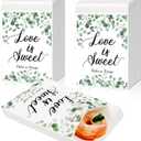 Geyee 200 Pcs Wedding Favor Treat Bags Love Is Sweet Themed Treat Paper Bags White Self Adhesive Paper Wedding Gift Supplies Candy Cookie Buffet Party Favor for Gifts, 5 x 7 Inch