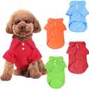 KINGMAS 4 Pieces Dog T-Shirt, Breathable Pet Shirts, Puppy Sweatshirt Dog Clothes Outfit Apparel Coats for Small Medium Dogs Cats (Blue, Green, Red, Orange) - Small