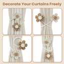 KLOGTSIND Flower Curtain Tiebacks, 4 Pack Boho Curtain Ties Elegant DIY Curtain Holdbacks, Decorative Window Drape Twist Tie Backs for Bedroom Decor, Nursery Decor, Farmhouse Decor
