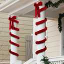Newwiee 2 Pack Outdoor Christmas Bows for Front Porch Columns 9.8ft Giant Red Velvet Bow Decoration Xmas Twining Around Pillar Yard Decor for Christmas Tree Indoor Outdoor Home Stair Porch Party Decor