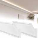 Pushglossy 9 Pcs 47.24″(Total 35.4 Ft) Ceiling Crown Molding with LED Duct Kit for Seamless Ambient Accent Lighting Waterproof Channel for Easy LED Trim Moulding Strip Installation(9pcs,Rear Groove)