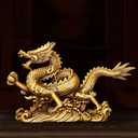 FUNSXBUG Brass Chinese Feng Shui Dragon Statue Sculpture Home Office Decoration Tabletop Decor Ornaments for Wealth and Success Good Lucky Gifts