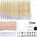 Soleeya 13 Pairs Interchangeable Knitting Needles Set,Interchangeable,Circular Bamboo Knitting Needles for Beginners 0.12-0.39in Handmade DIY, Complete Accessories