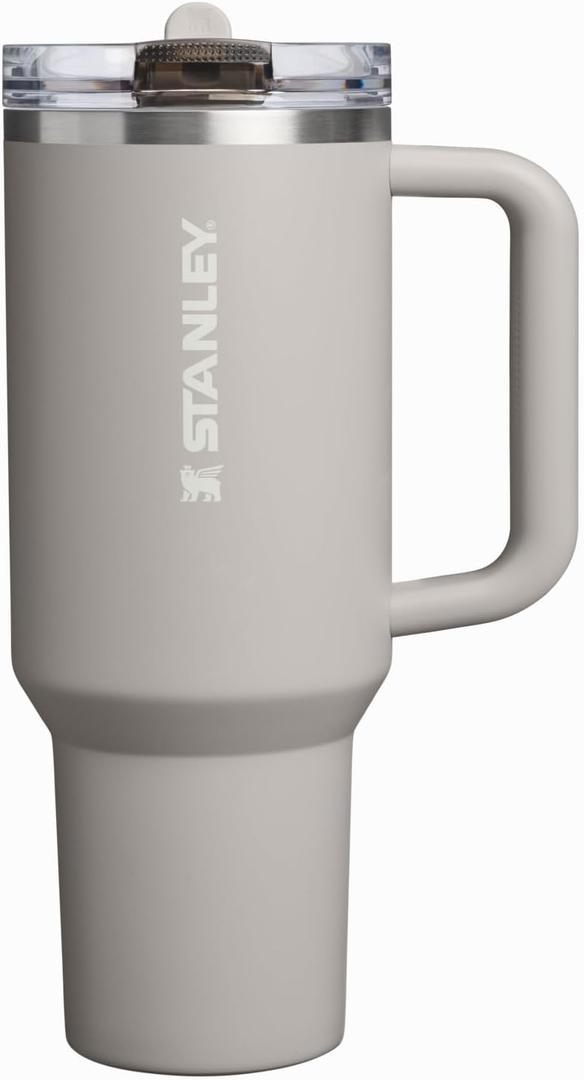 STANLEY Quencher ProTour Flip Straw Tumbler with Leakproof Lid 40 oz | Built-In Straw & Handle | Cupholder Compatible for Travel | Insulated Stainless Steel Cup | BPA-Free | Ash