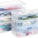 novelinks Plastic Small Storage Bins with Lids for Organizing, Mini Clear Storage Containers and Stackable Storage Box Organizer for Pencil Boxes, Task Boxes, Crayon Boxes (9 Pack Medium)