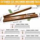 4PCS Acacia Mahjong Racks with Pushers, 19.7 In Natural Wooden American Mahjong Tile Rack, Magnetic Mah Jongg Racks for Mexican Train/Dominoes, Table Game Nights, Mah Jong Accessories with Storage Bag