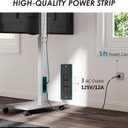 FITUEYES Rolling TV Stand with Power Strip - Mobile TV Stand for 32-75 Inch TVs, Landscape to Portrait Rotating, 20 Swiveling, Height Adjustable TV Cart Hold Up to 88 Lbs Max VESA 400x600mm