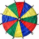 GSi Kids Play Parachute Rainbow Parachute Toy Tent Game for Children Gymnastics Cooperative Play and Outdoor Playground Activities (12 Feet)