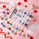 Kenning Valentine Day Gifts for Coworkers Bulk Glitter Heart Shaped Keychain and Valentine Cards for Valentines Party Favors
