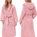 Hooded Bathrobes for Women, Soft Long Towel Robes for Women - Quick Dry yet Warm (Large-X-Large, Light Pink)