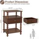 AWASEN Mid Century Modern Nightstand, Bedside Table with Storage, 3-Tier Small Night Stand End Table with Drawer for Bedroom &Solid Wood Spindle Legs, Walnut Brown, 11.8" x 15.75" x 23.6"