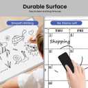 8 x Monthly Calendar Dry Erase Board for Wall, 16"x12" Double-Sided Magnetic Calendar White Board with Hooks, Silver Aluminum Alloy Frame Hanging Whiteboard for Office, Home, School