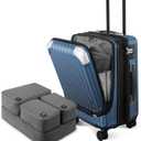 LEVEL8 Grace Carry On Luggage Airline Approved, 20 Inch Expandable Hardside Carry On Suitcase With Wheels, Abs+Pc Small Luggage with Tsa Lock, Blue, 20-Inch