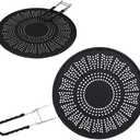 XL 11.5" Silicone Splatter Screen Shield- Multi Use Pan Cover with Foldable Handle & Built in Water Strainer- Protect from Oil, Grease with Shield Guard- Fits Most Kitchen Frying Pans, Heat Resistant