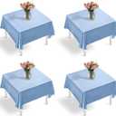 Entisn 4 Pack Baby Blue Satin Tablecloth 54 x 54 Inches Table Cloth, Square Silky Tablecloth Smooth Table Cover Decoration for Wedding Party Holiday Dinner