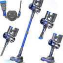 Cordless Vacuum Cleaner, 33Kpa/400W Stick Vacuum Cleaners with 45Min Detachable Battery, 6-in-1 Lightweight Cordless Stick Vacuum Cleaner for Home Hardwood Floor Pet Hair Carpet (Blue)