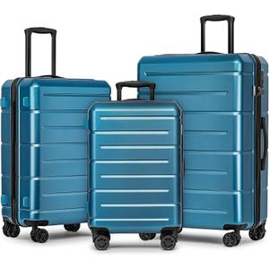 KYME Luggage Sets 3 Piece Hard Shell 22in/26in/30in Suitcases with Wheels Hardside Suitcase Set with TSA Lock Travel Rolling Luggage Set for Women Men Blue