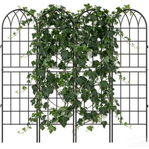 4 Pack Metal Garden Trellis for Climbing Plants, Black Metal Garden Trellis for Vines Plant Rose Vegetable Support,Large Decorative Outdoor Trellis