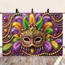 7x5ft Mardi Gras Backdrop Carnival Masquerade Mask Photography Background Mardi Gras Birthday Party Decorations Photo Studio Props (7x5FT210x150cm)