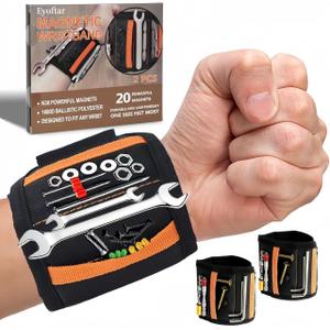 Magnetic Wristband for Tools (2-Pack)-Gift for Men, Tool Belt for Men & Women-Heavy-Duty 20-Magnet for DIY & Construction, Holds Screws-Ideal Gift for Father, Handyman, Husband