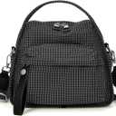 Women's Elegant Solid Color Shoulder Bag Fashionable Zipper Crossbody Bags Soft Top Handle Handbag Purse (Black Plaid)