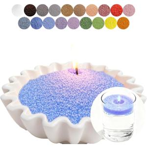 Aufien Candle Sand with Wicks, 21.4 Oz Pearled Candle, DIY Bead Powder Sand Wax Making kit Refillable Non Toxic for Handmade, Wedding and Halloween Christmas Decorations Blue Unscented
