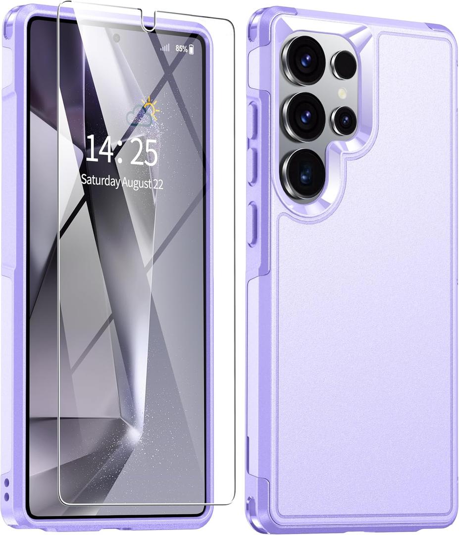ANTSHARE for Samsung Galaxy S25 Ultra Case, S25 Ultra Case with Tempered Glass Screen Protector, [Military-Grade Drop Protection] Heavy Duty Shockproof Phone Case for Galaxy S25 Ultra 5G, Purple