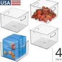 iDesign Clear Plastic Storage Bins for Kitchen - Pantry and Fridge Storage for Cabinets and Shelves, 4-Pack