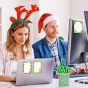 Eaasty 108 Pcs Christmas Sticky Notes Christmas Party Favors Stationery Gift Set Cute Cartoon Xmas Sticky Notes with Pens Ribbon for Home Office Classroom Party Supplies (Green, Red)