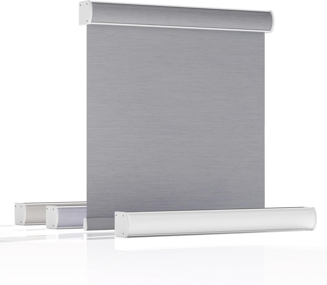 Blackout Roller Shades for Windows,Cordless Roller Blinds with Cassette Valance,Thermal Insulated Fabric UV Protection,Roller Window Shades for Home,Office,Bedroom,Door, Grey, 32.5"W x 48"H