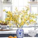 Blue and White Vase, Blue Ceramic Vase for Home Decor 8.9" Chinoiserie Vase for Flowers Blue and White Porcelain Flower Vase for Living Room, Bathroom, Dinner Table Centerpieces