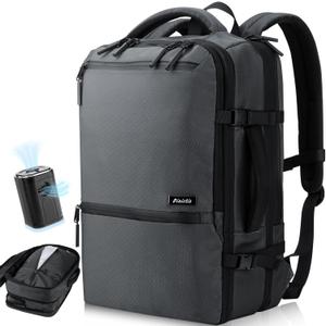 Dinictis Vacuum Seal Backpack with Pump. Expandable to 60L, Water Resistant Travel Backpack with Vacuum Compression System- Dark Grey