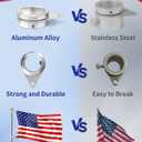Loretoy 2 Pack Aluminum Alloy Flag Pole Rings, 360 Degree Rotating Flagpole Flag Mounting Rings Spinning Flag Pole Kit with Carabiner for 0.75-1.00 Inch Diameter Flagpole ( 1 inch, Silver)
