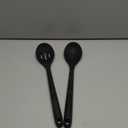 600F Heat Resistant Silicone Spoons: U-Taste 13.3in Solid & Slotted Kitchen Cooking Spoon, Nonstick Long Rubber Utensil, Sturdy for Mixing, Serving, Stirring, Frying, Draining (Black, 2PCS)