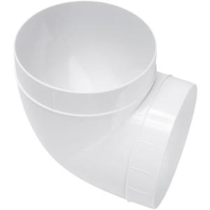Plastic 6" inch 90 degree duct connector. Easy to mount 90 elbow for flex or straight pipe.