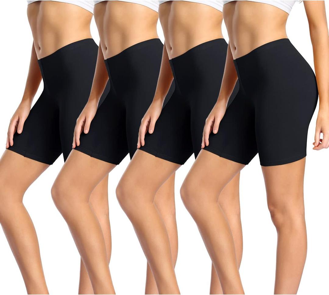 wirarpa Women's Cotton Boy Shorts Underwear Anti Chafing Soft Biker Short Plus Boy Shorts Panties 4 Pack (X-Large, 4 Pack-black)