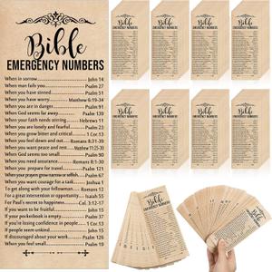 Motiskyy 200 Set Christian Bible Verse Gifts Bulk Emergency Numbers Bookmarks Religious Scripture Church Welcome Card for Sunday School Coworker Staff Boss Appreciation Gift(Retro Color)