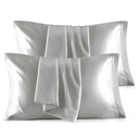 Bedsure Satin Pillowcase Standard Set of 4 - Silver Grey Silky Pillow Cases for Hair and Skin 20x26 Inches, Pillow Covers with Envelope Closure, Gifts for Women Men
