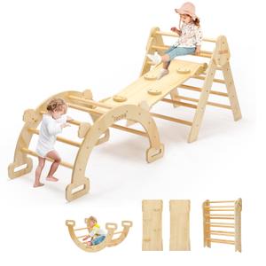 CoziBB Pikler Triangle Set, 5 in 1 Large Wooden Montessori Climbing Toys