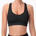 Racerback Sports Bras for Women Comfortable Wirefree Sleep Bras Breathable Mesh Padded Low Impact Workout Bra (Black, L)