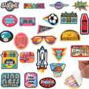 23 Pcs Random Assorted Styles Embroidered Applique, Hippie Self-Adhesive Patches, Sew On/Stick On Patch Applique for Clothes Backpacks Hat Jeans Dress DIY Accessories