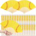 Briwooody 25 Sets Softball Handheld Foldable Fans Softball Decorative Party Favor Portable Folding Fans Sports Supply with Organza Bags Birthday Party Favor Gift for Sport Game Summer Outdoor Athletes