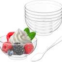 Qeirudu 50 Pack 3 oz Mini Dessert Cups with Spoons, Clear Small Round Party Serving Bowls for Yogurt Parfait Fruit Mousses Appetizer Ice Creams