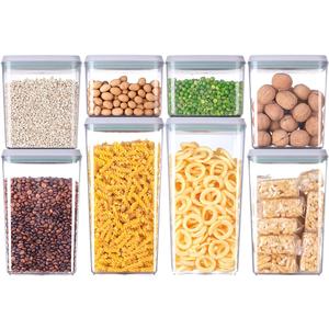 8-Piece Set of Pop Airtight Food Storage Containers with Lids Stackable Containers for Kitchen Pantry Organization Ideal for Cereal Snacks Flour Sugar Coffee and Spaghetti (1.2, 2.0, 2.7, 3.3qt)*2