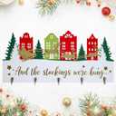 HOMirable Christmas Stocking Holder with Hangers Christmas Tree House Wall Mount Decorations for Home Wooden Hanging Sign Mantle Decorative Hook Holiday Xmas Fireplace Party Decor Gift