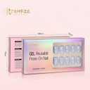 3 x RTKHFZE Press On Nails Short - French Tip Press On Nails Square, Soft Gel False Nails,Glue On Nail For Gift, Natural Reusable Stick On Nail In 15 Sizes - 32 Fake Nails Kit for Gift Idea (Classic Black)