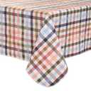 Heavy Duty Vinyl Tablecloth with Flannel Backing Waterproof Oil-Proof Plastic Table Cloth Stain-Resistant Wipeable Rectangle or Square Table Cover for Indoor and Outdoor (Color Checkered,52x70 Inch)