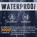 AlphaBeing Waterproof Outdoor Blanket with Merino Wool, Extra Thick Warm, Windproof, Packable Stadium Blankets for Cold Weather, Camping Gift, Pet, Car, Picnic, Concerts, 79" x 59", Navy