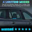 Glowing Sticker Wanted Stars Windshield EL Glow Panel Electric Marker Light Car Auto LED Safety Sign Decals Decoration Window Sticker Ice Blue