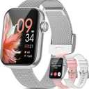 Smart Watch, 1.85" Android Smart Watches for Women, Fitness Tracker Watch with Blood Pressure/Heart Rate/Sleep Monitor, Bluetooth Smartwatch for Android/iOS Phones, Fitness Watch for Women (3 Bands)